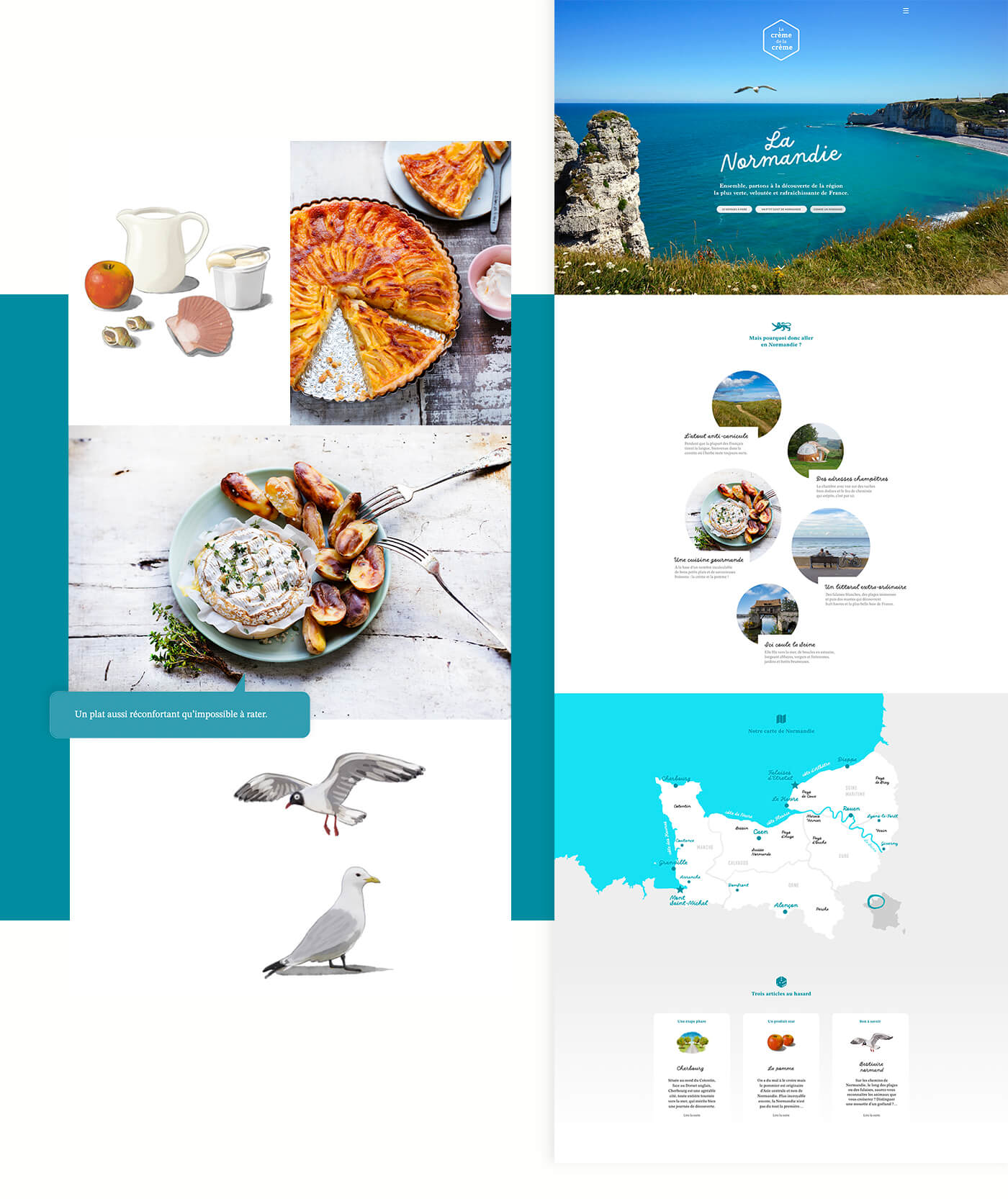 Site La crème de la crème voyage : détails illustrations et homepage