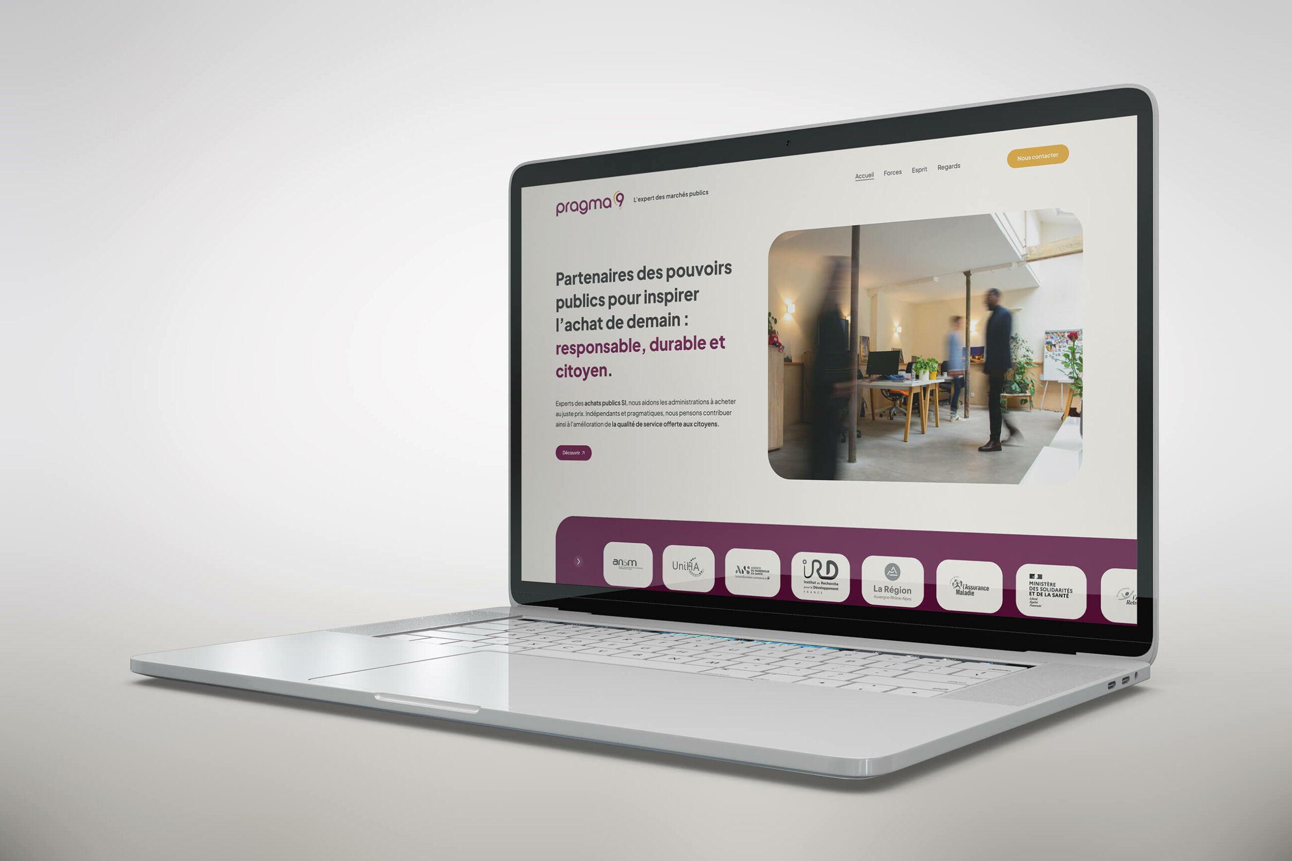 Projet site web Pragma9 - vue laptop